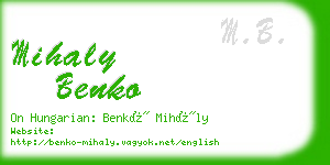 mihaly benko business card